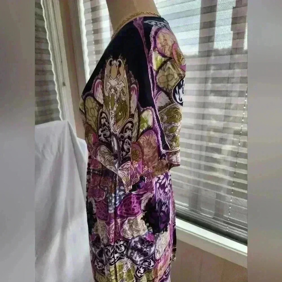 Magazine   elastic waist colorful v neck dress  Sz L - Picture 4 of 6